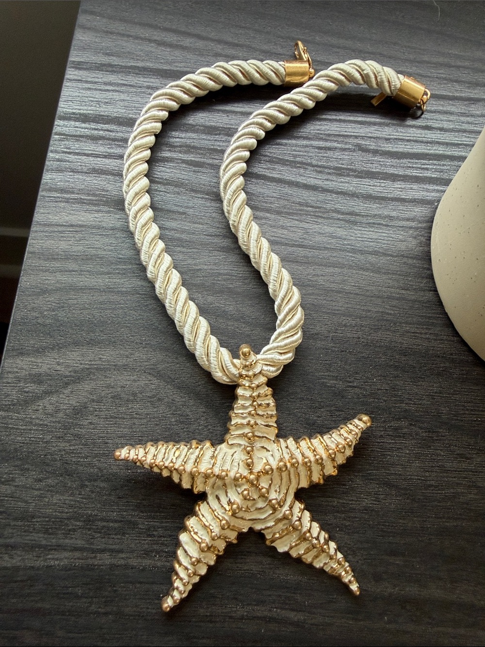 Zara Cream and Gold Starfish Pendant Rope Necklace